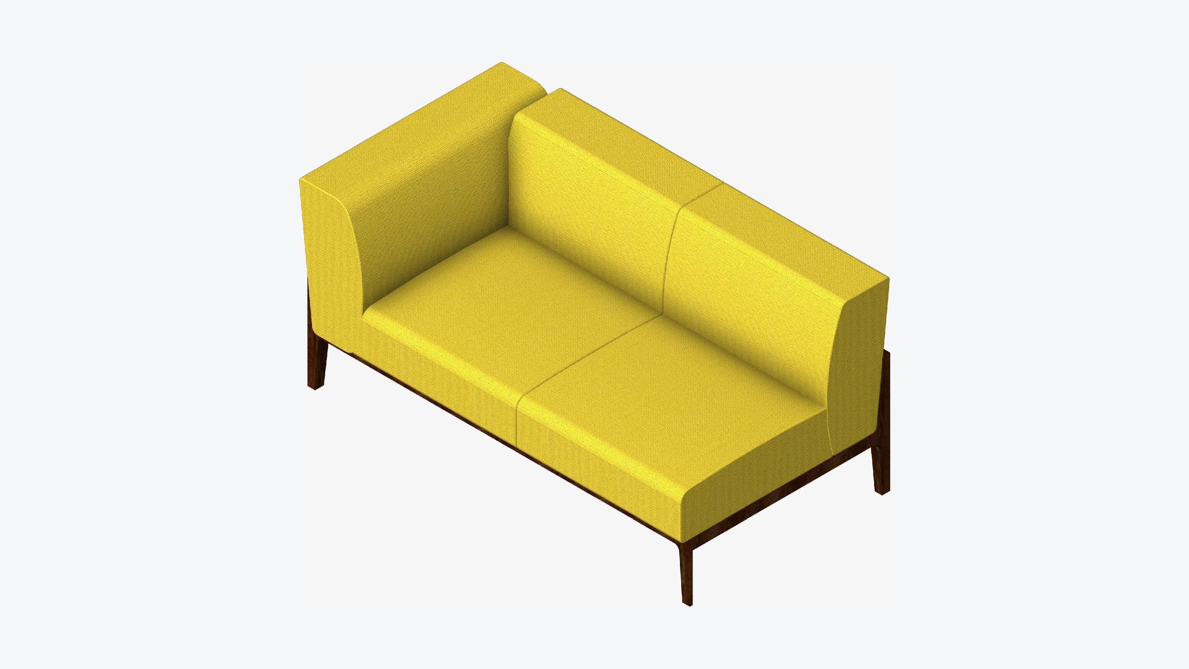 Furniture - Sofa - Contemporary - Oak - Sofa - Right Low-poly 3D model_6