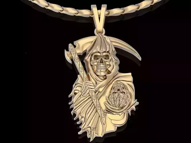 Angel of death pendant  silver gold jewelry printable 3D model 3D print model
