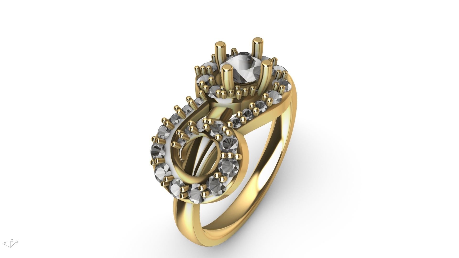 MIRRORED SPIRAL DIAMOND RING STL VERIFIED 3D print model_3