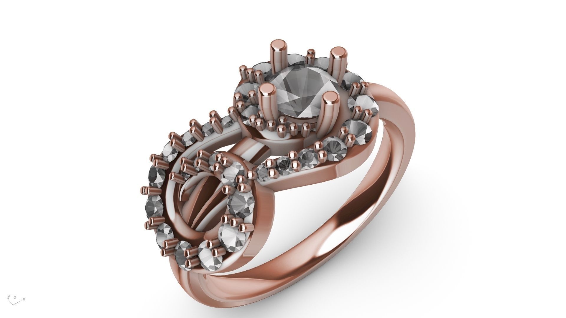 MIRRORED SPIRAL DIAMOND RING STL VERIFIED 3D print model_19