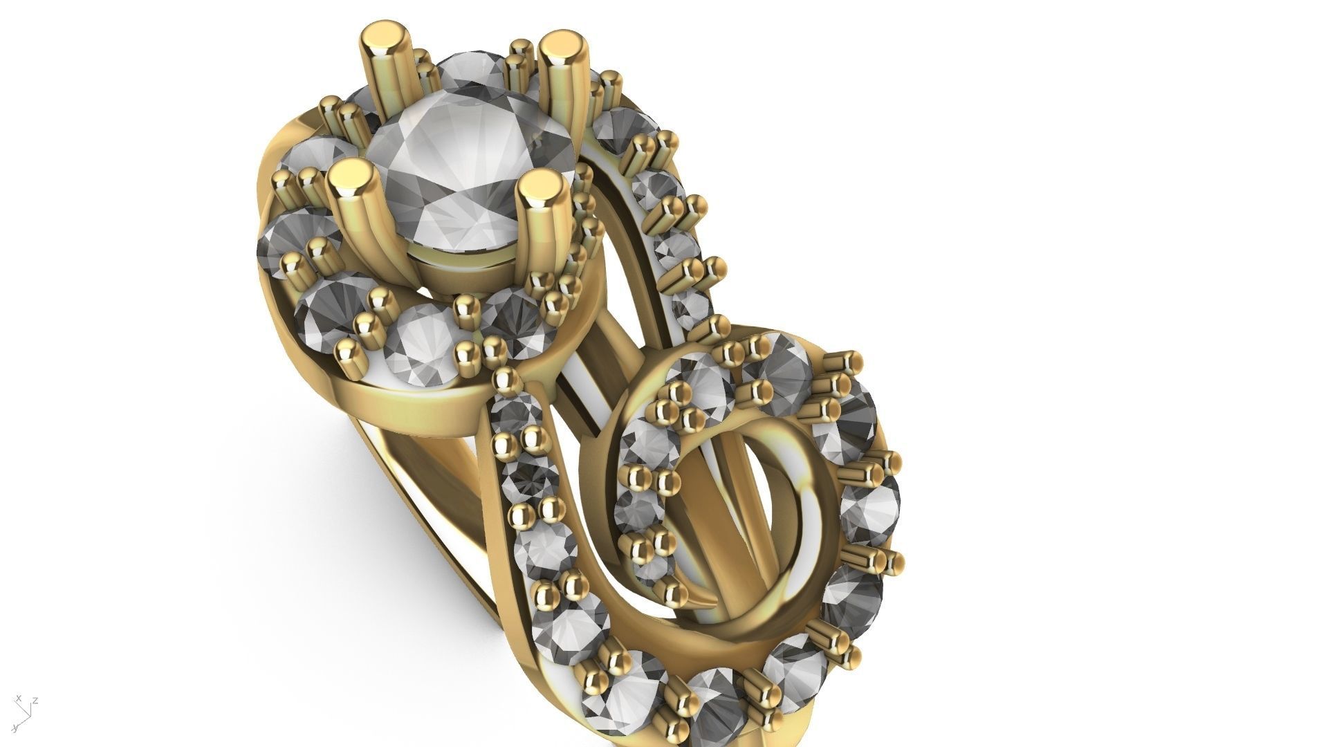 MIRRORED SPIRAL DIAMOND RING STL VERIFIED 3D print model_8