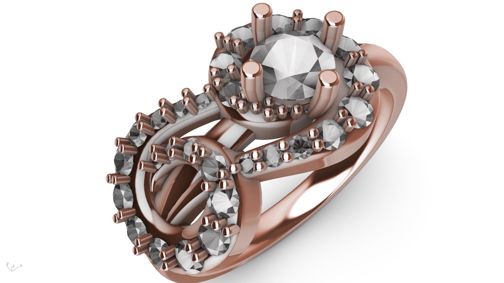 MIRRORED SPIRAL DIAMOND RING STL VERIFIED 3D print model_14