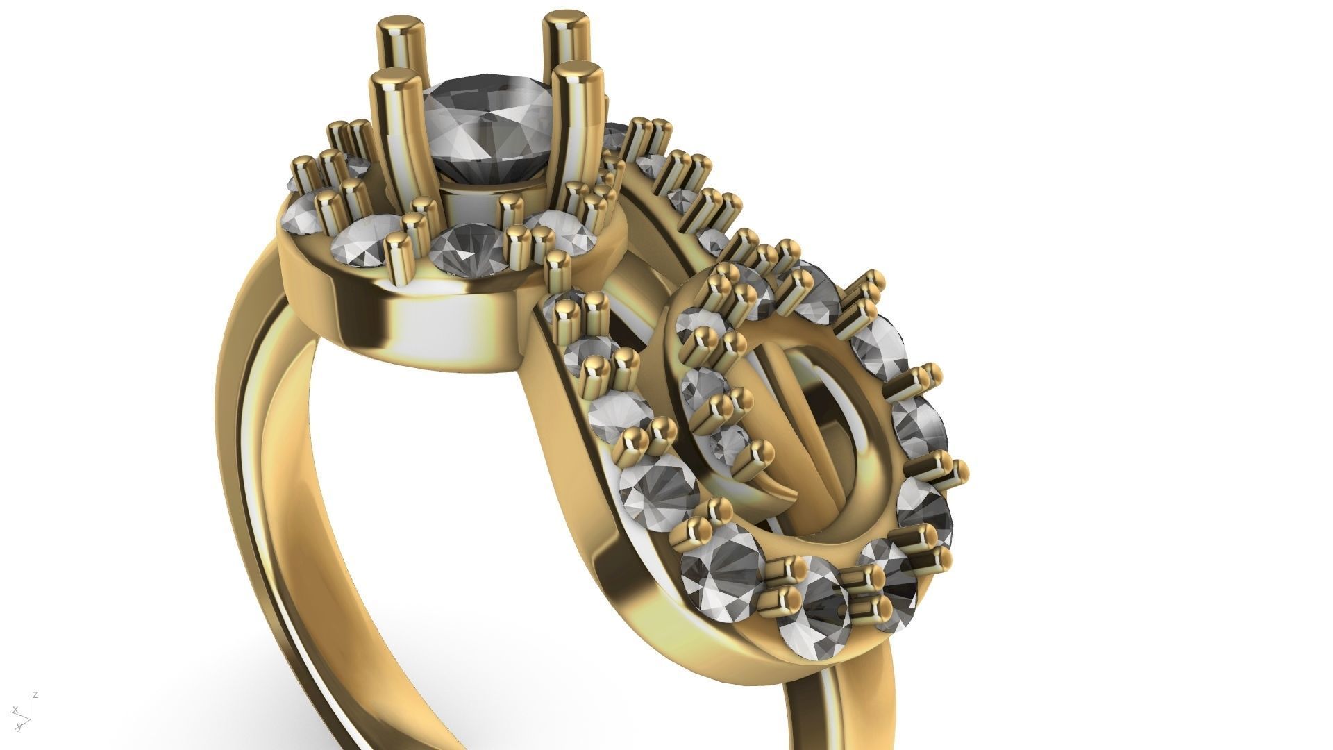 MIRRORED SPIRAL DIAMOND RING STL VERIFIED 3D print model_6