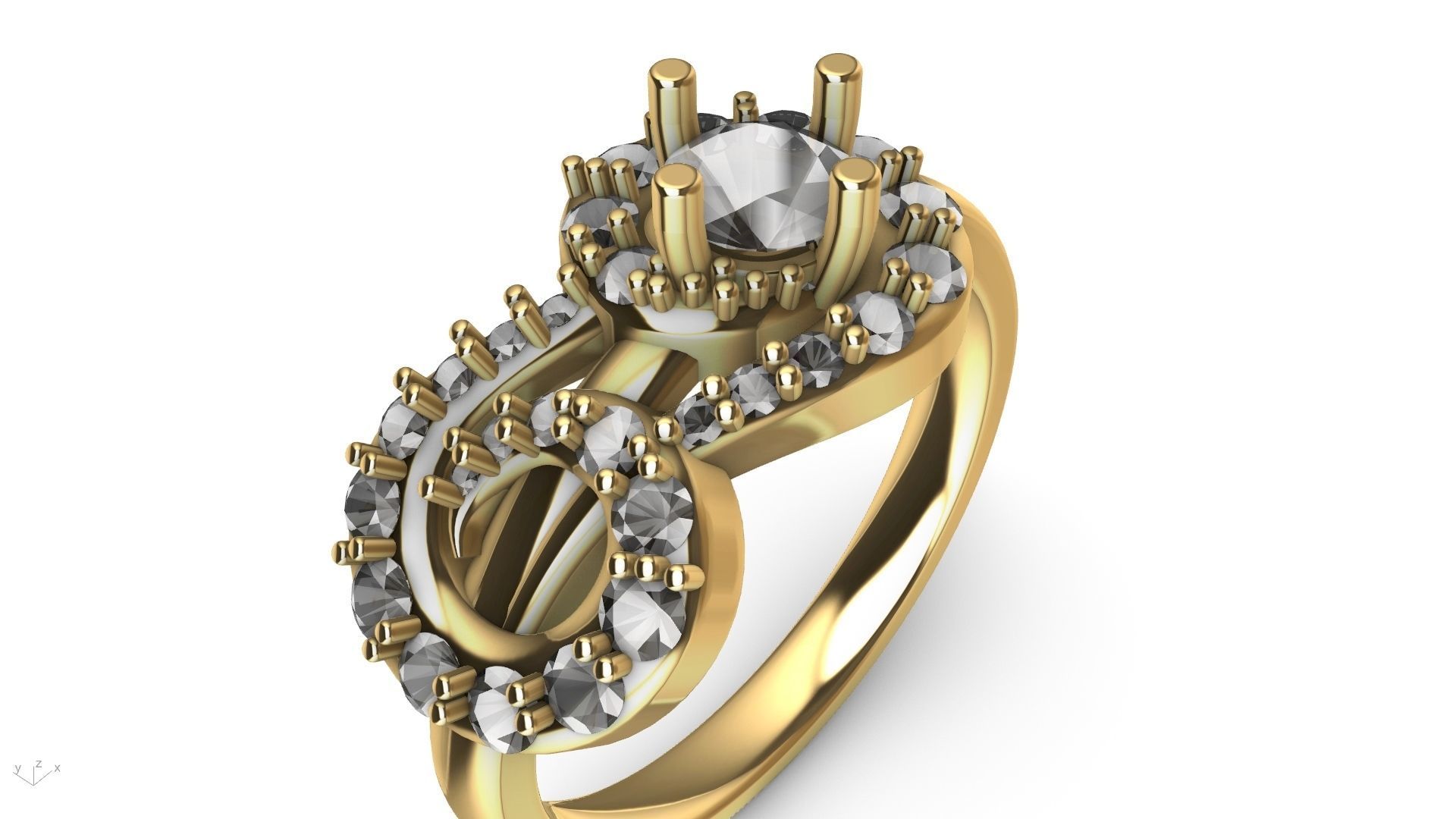 MIRRORED SPIRAL DIAMOND RING STL VERIFIED 3D print model_10
