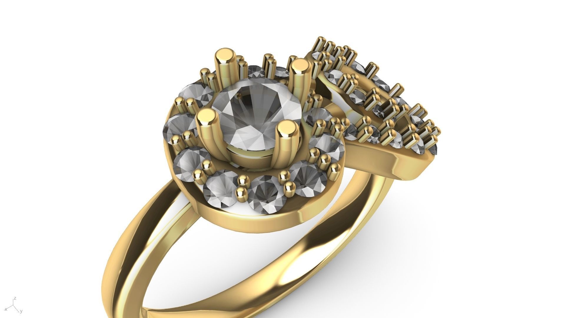 MIRRORED SPIRAL DIAMOND RING STL VERIFIED 3D print model_4