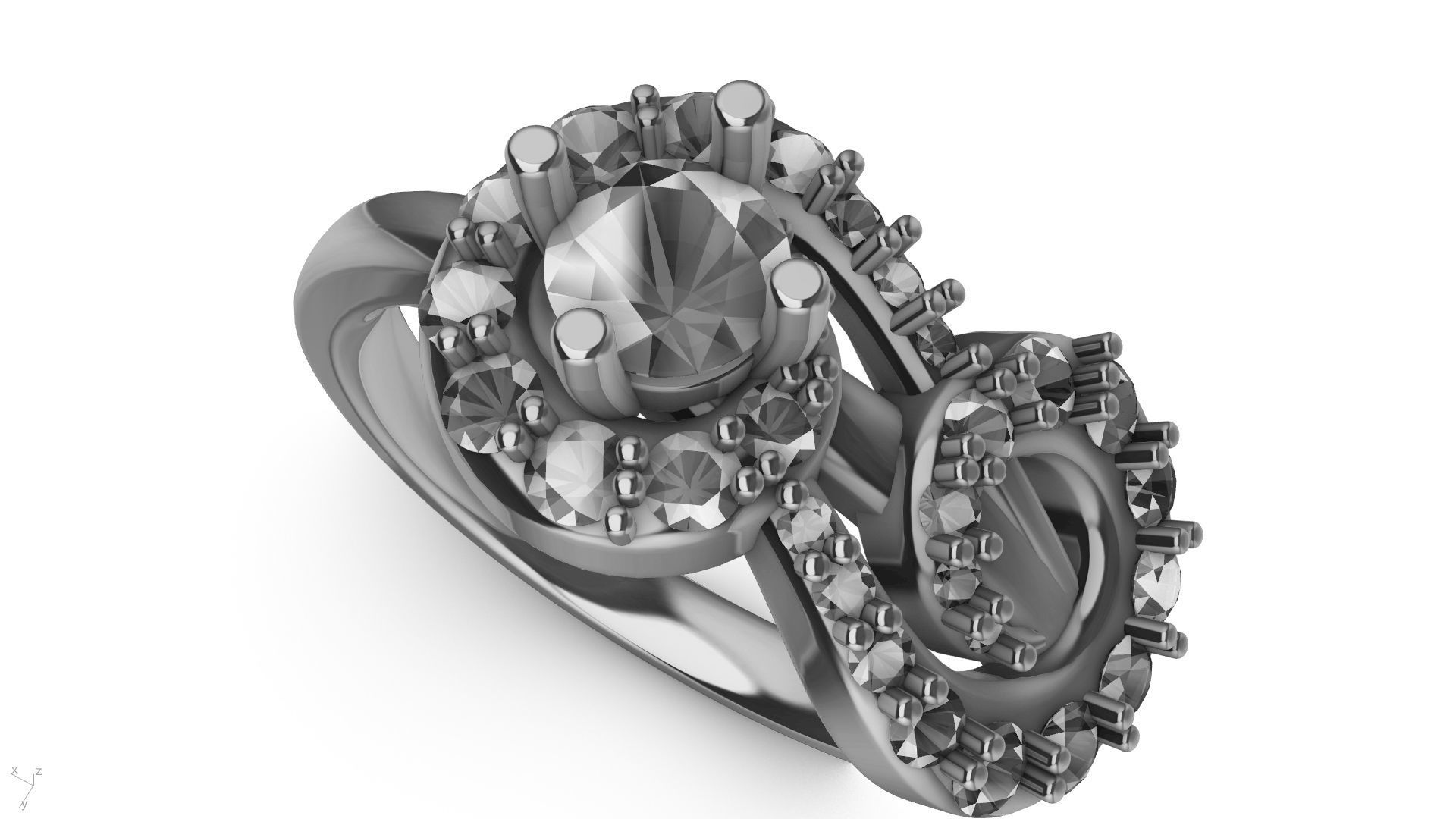MIRRORED SPIRAL DIAMOND RING STL VERIFIED 3D print model_21