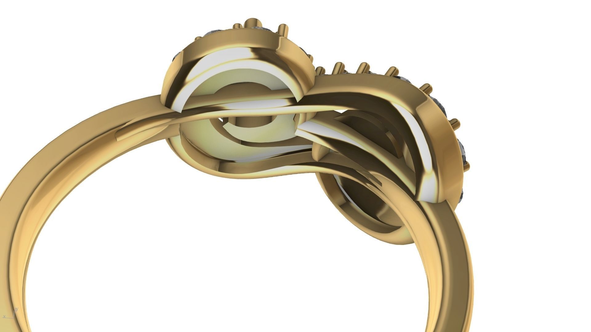 MIRRORED SPIRAL DIAMOND RING STL VERIFIED 3D print model_9