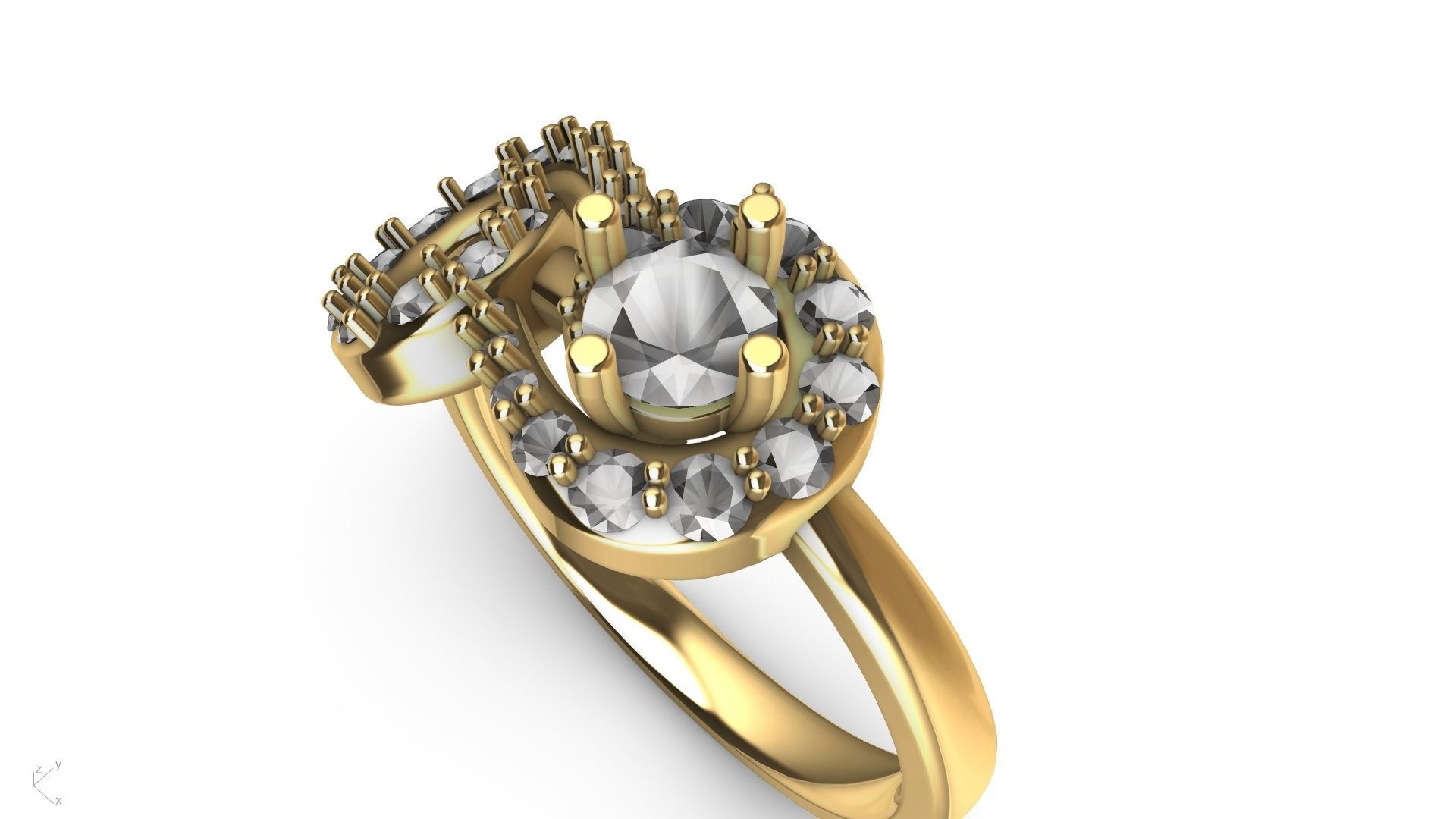 MIRRORED SPIRAL DIAMOND RING STL VERIFIED 3D print model_2