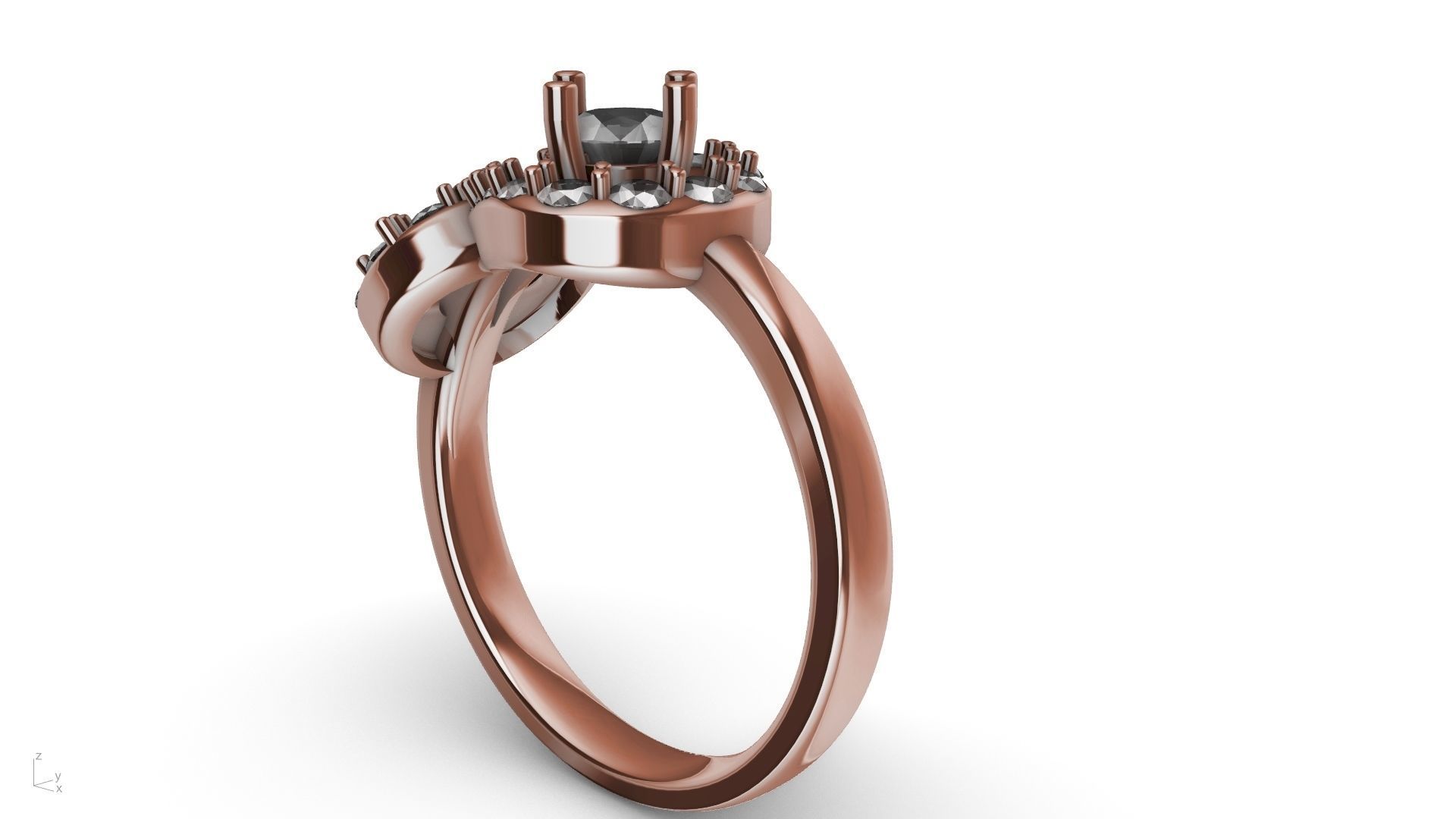 MIRRORED SPIRAL DIAMOND RING STL VERIFIED 3D print model_17