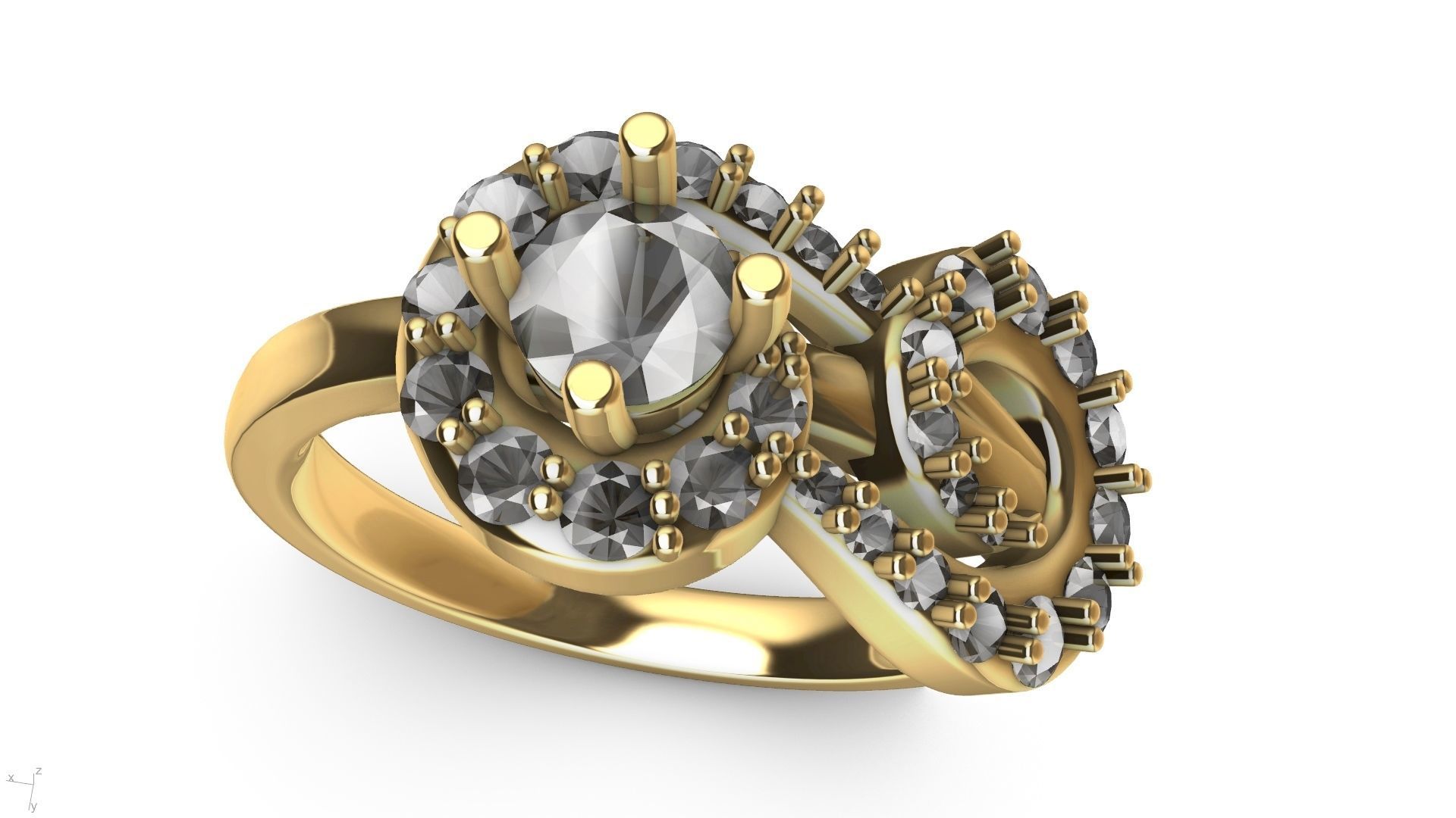MIRRORED SPIRAL DIAMOND RING STL VERIFIED 3D print model_5