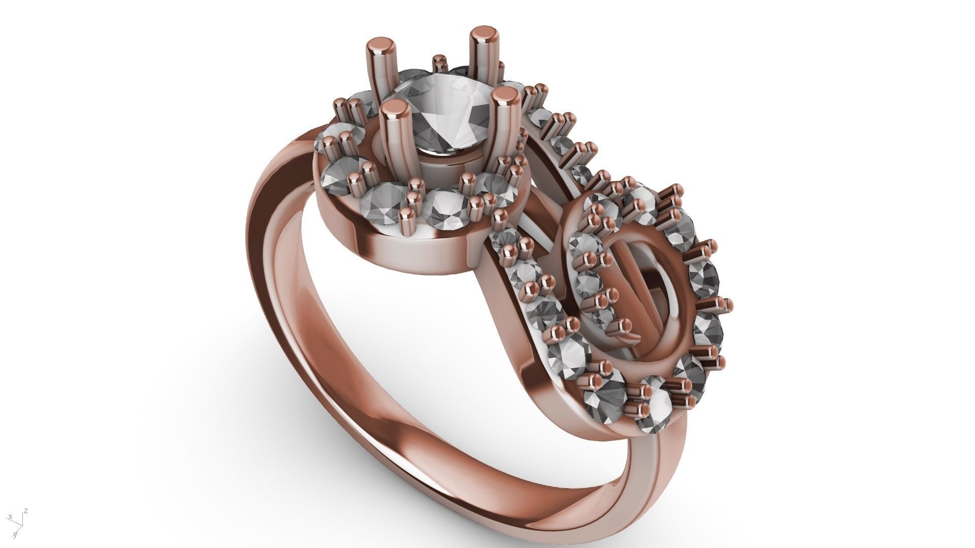 MIRRORED SPIRAL DIAMOND RING STL VERIFIED 3D print model_12