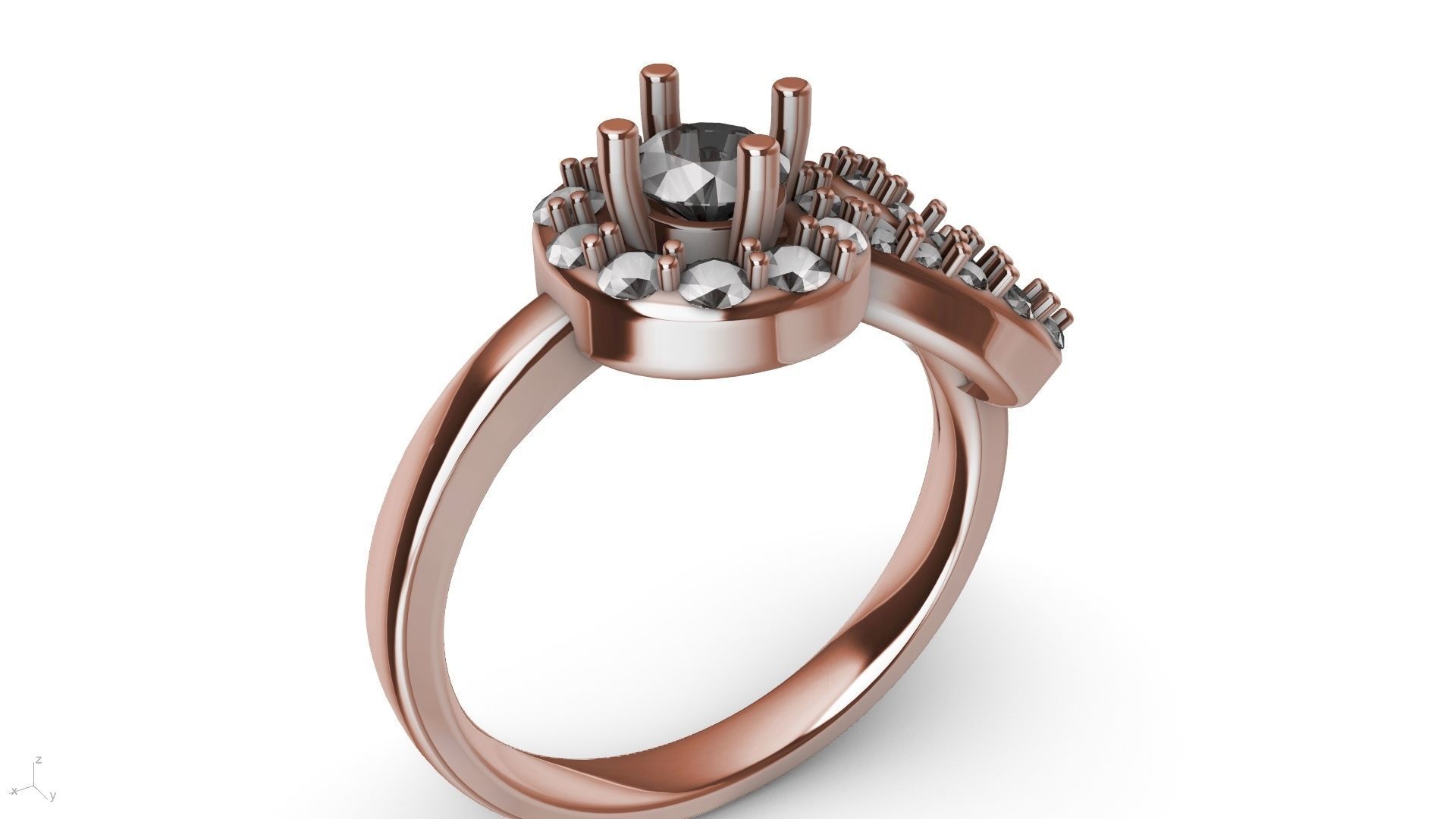 MIRRORED SPIRAL DIAMOND RING STL VERIFIED 3D print model_18