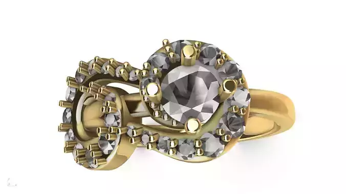 MIRRORED SPIRAL DIAMOND RING STL VERIFIED