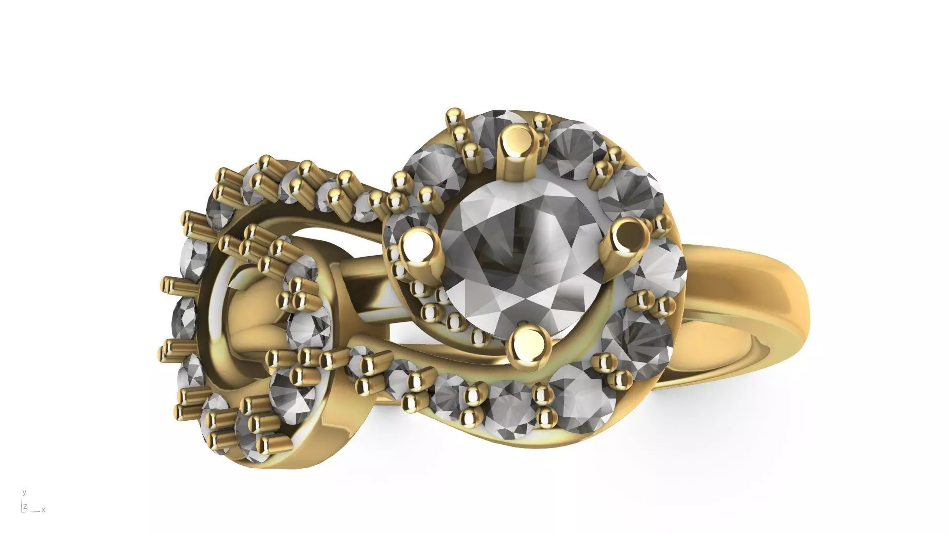 MIRRORED SPIRAL DIAMOND RING STL VERIFIED 3D print model_0