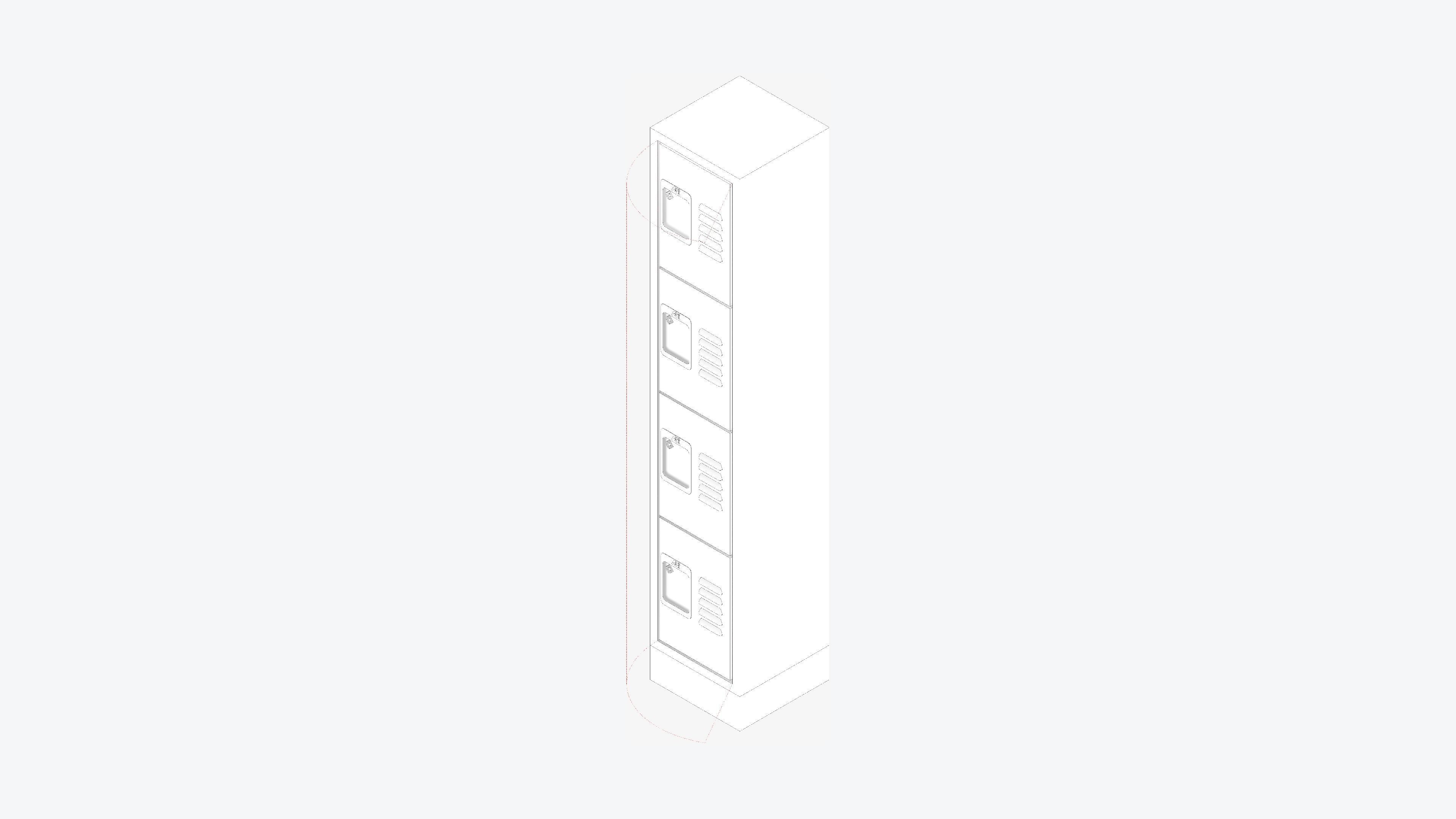 Locker - Metal - Locka - Classic - Four Tier Low-poly 3D model_2