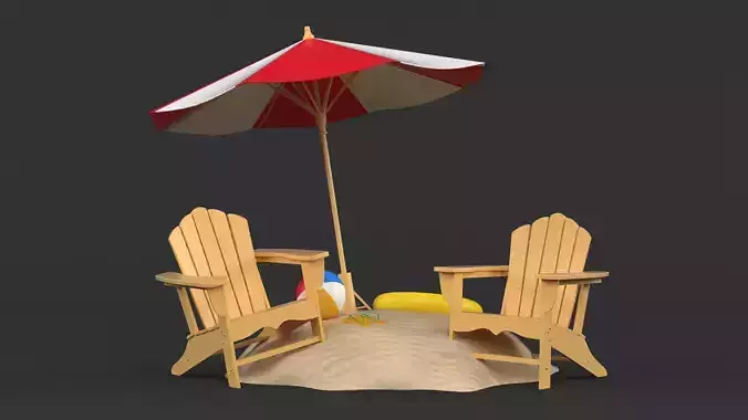 Beach Umbrella and Chair