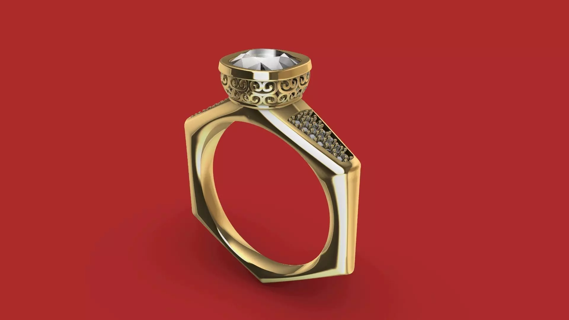 HEXAGON SHANK BASKET RING STL VERIFIED 3D print model