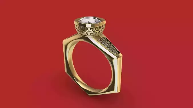 HEXAGON SHANK BASKET RING STL VERIFIED