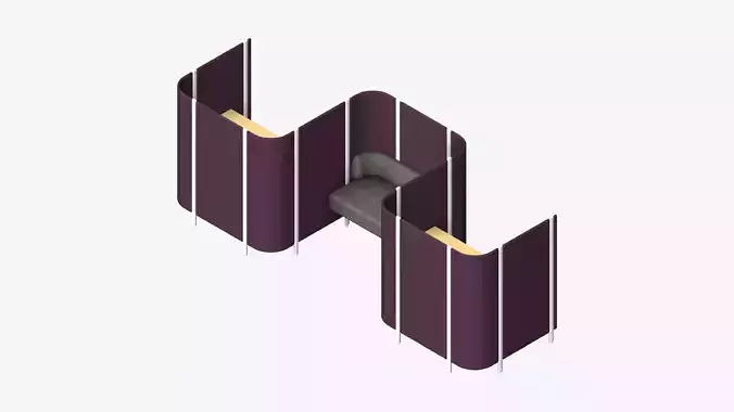 Office Pod - Workspace - Open - Side To Side - Seat - Three Bay