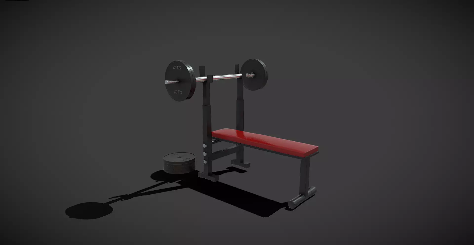 Gym Bench Low-poly 3D model_0