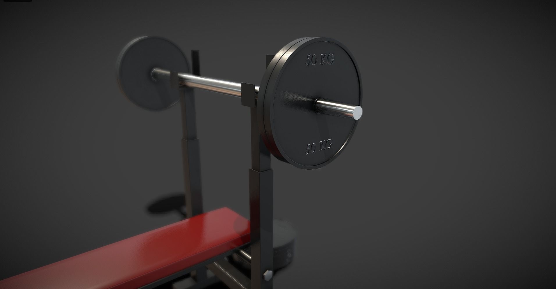 Gym Bench Low-poly 3D model_2