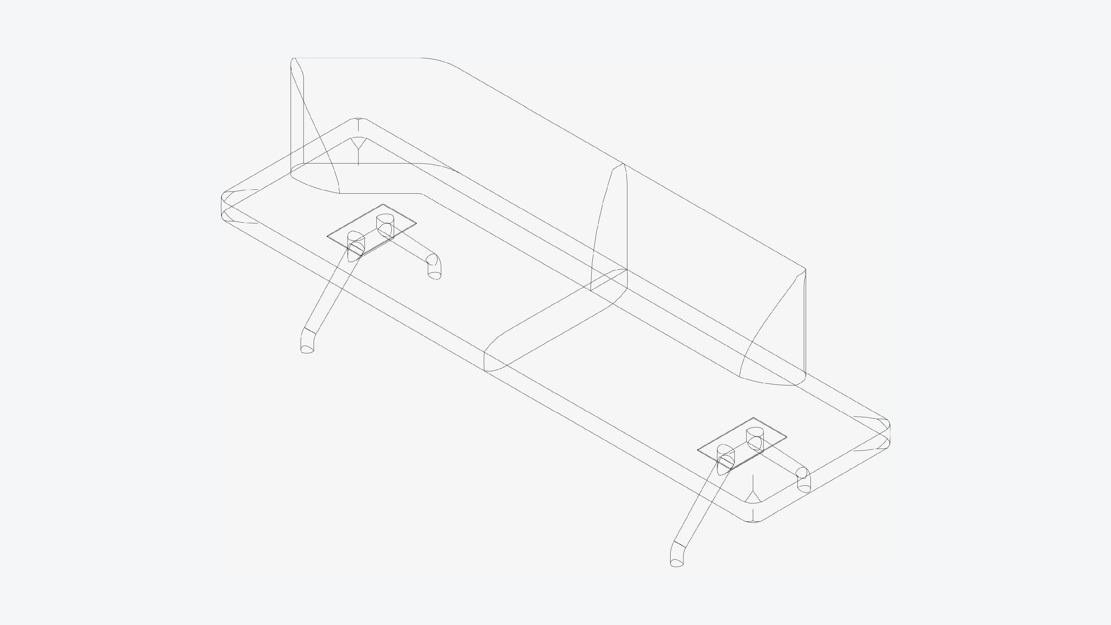 Seat - Bench - Worksmart - Backrest Bent Low-poly 3D model_3