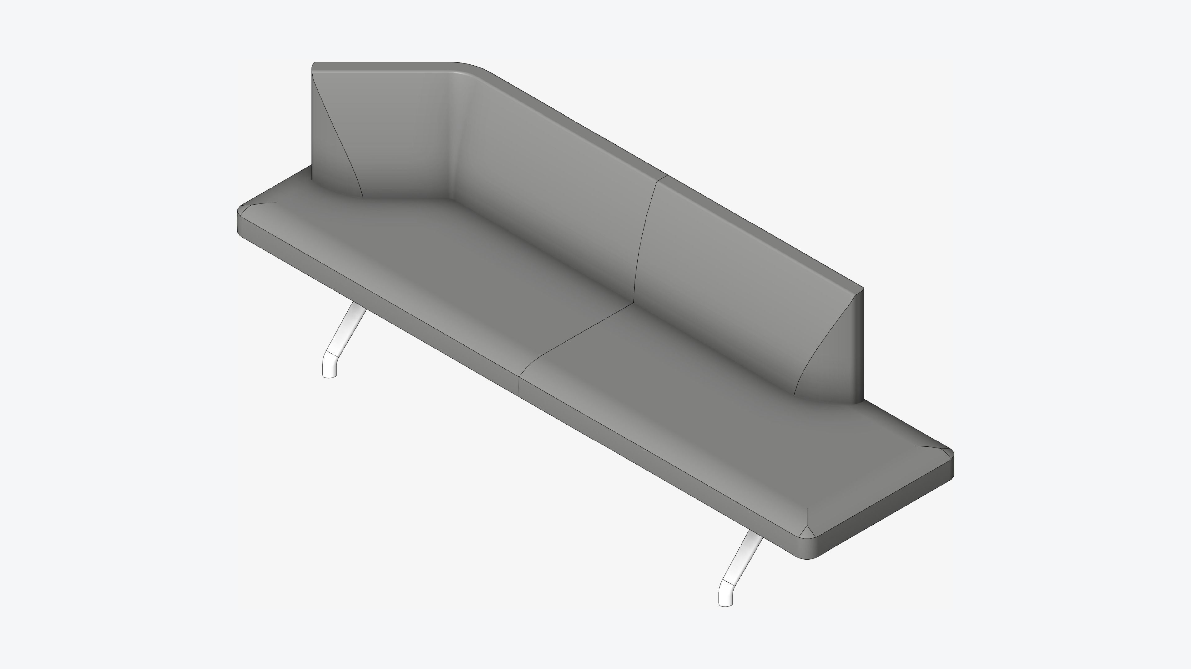 Seat - Bench - Worksmart - Backrest Bent Low-poly 3D model_1