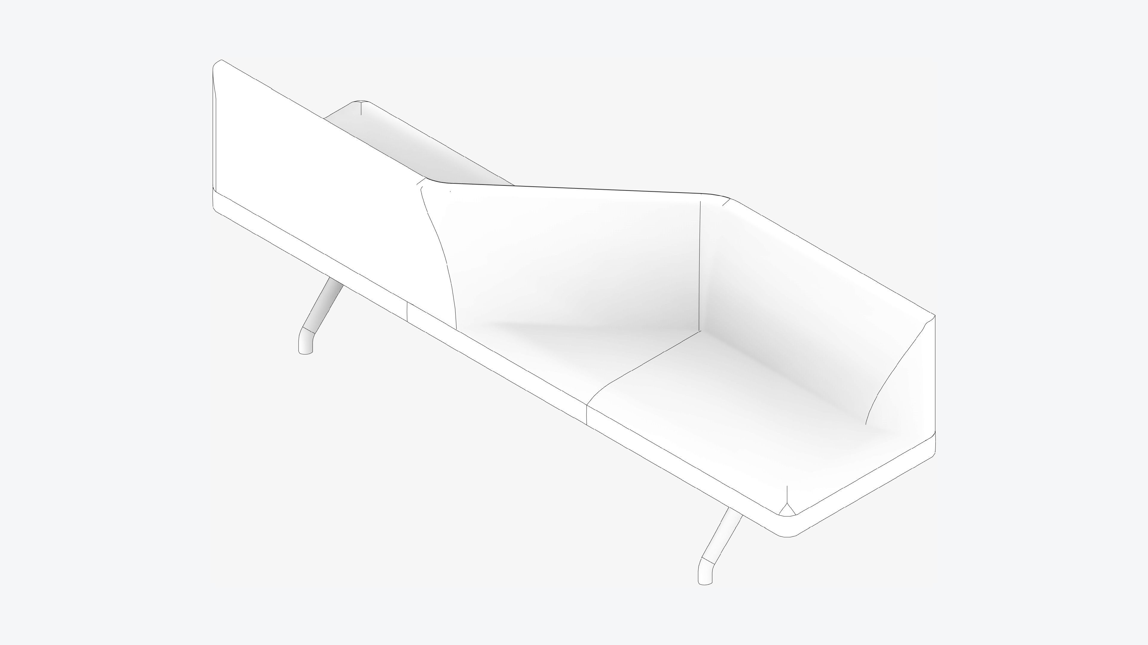 Seat - Bench - Worksmart - Backrest Crossover Low-poly 3D model_2