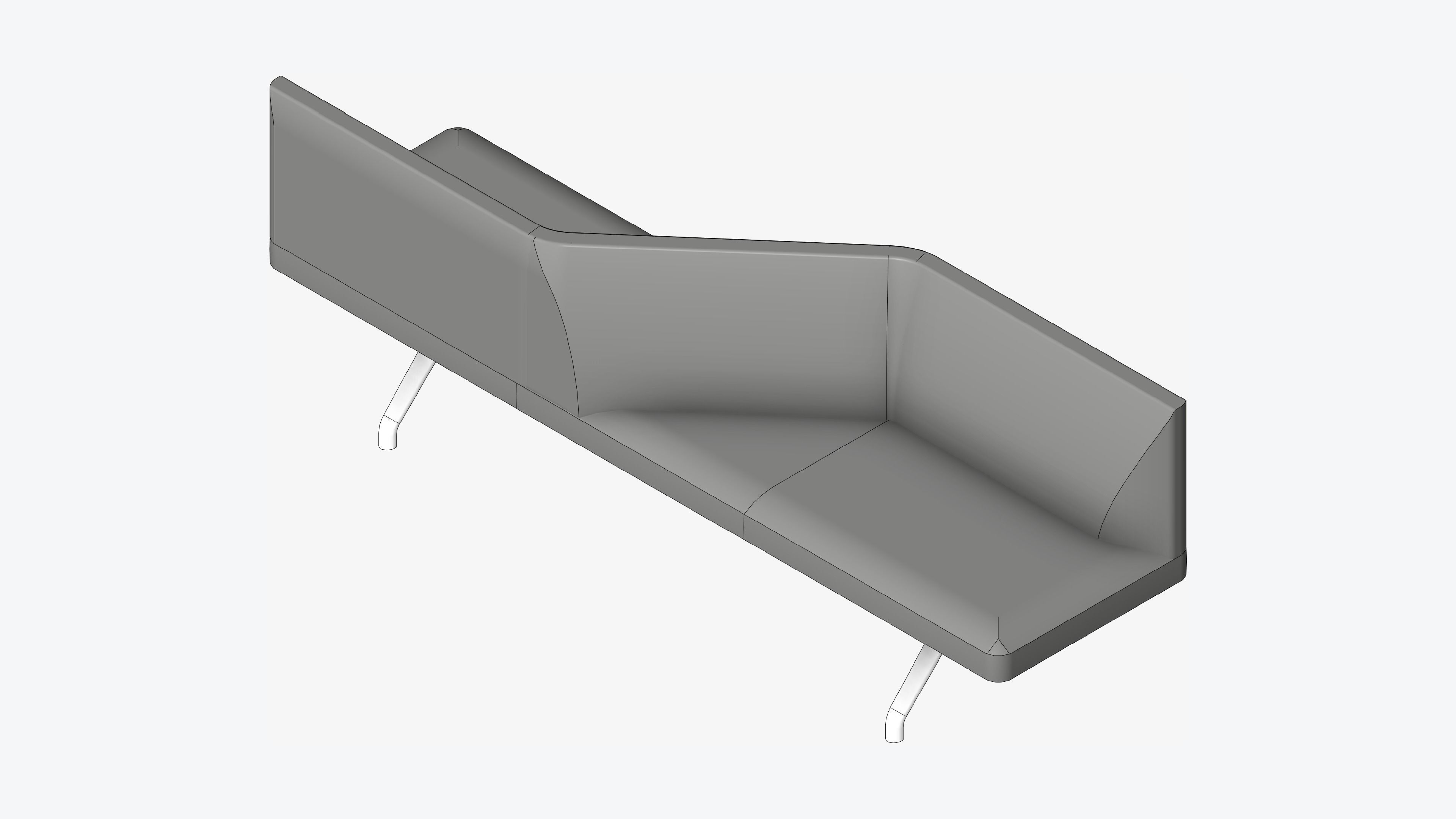 Seat - Bench - Worksmart - Backrest Crossover Low-poly 3D model_1