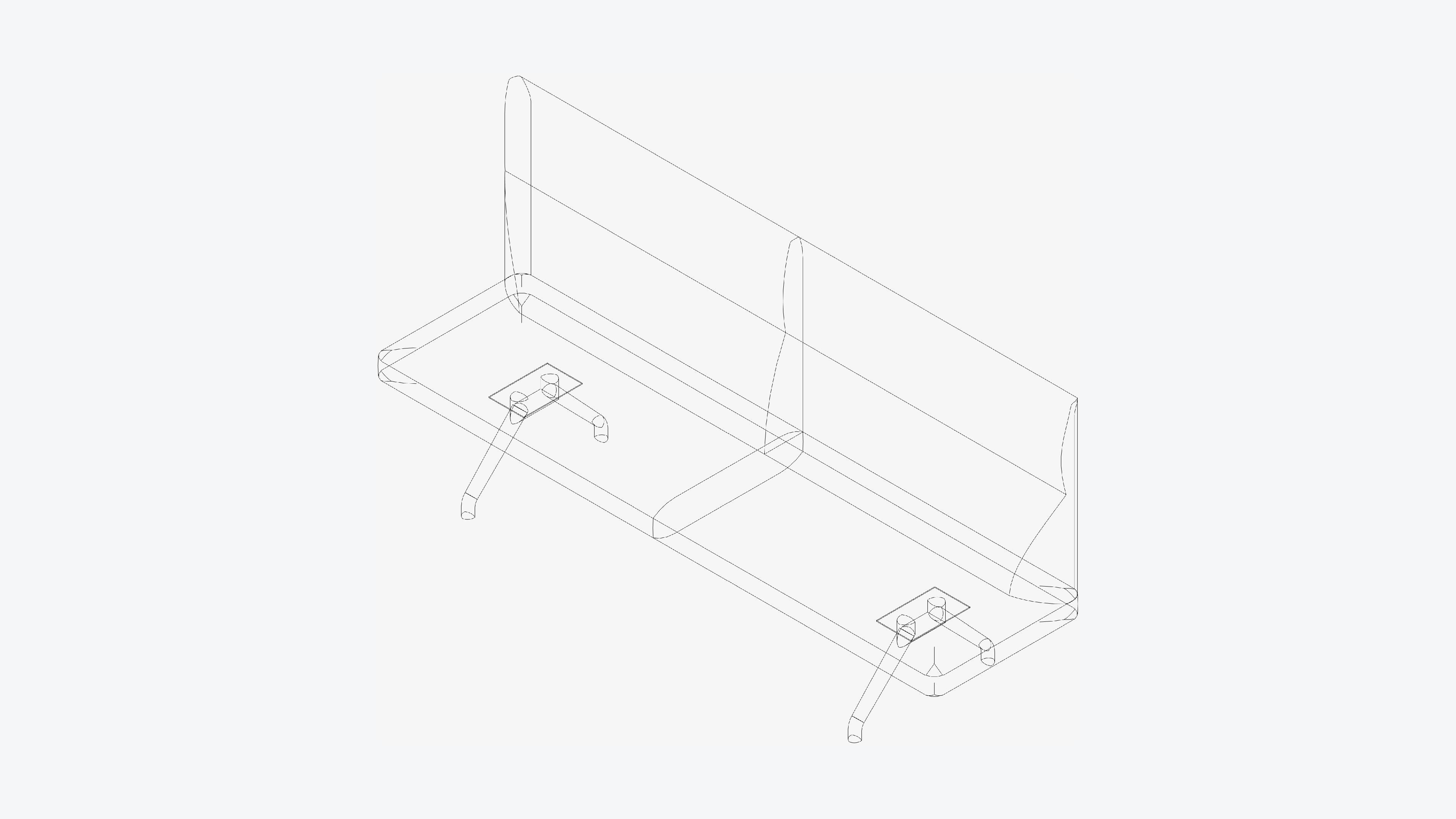 Seat - Bench - Worksmart - Backrest High Low-poly 3D model_3