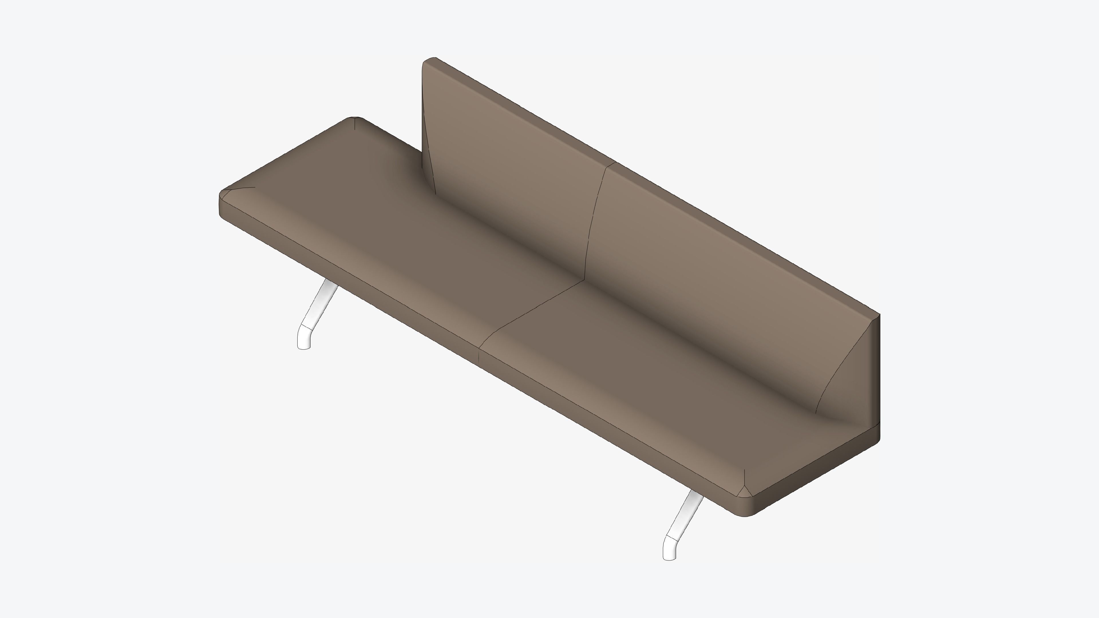 Seat - Bench - Worksmart - Backrest Low Open End Low-poly 3D model_1