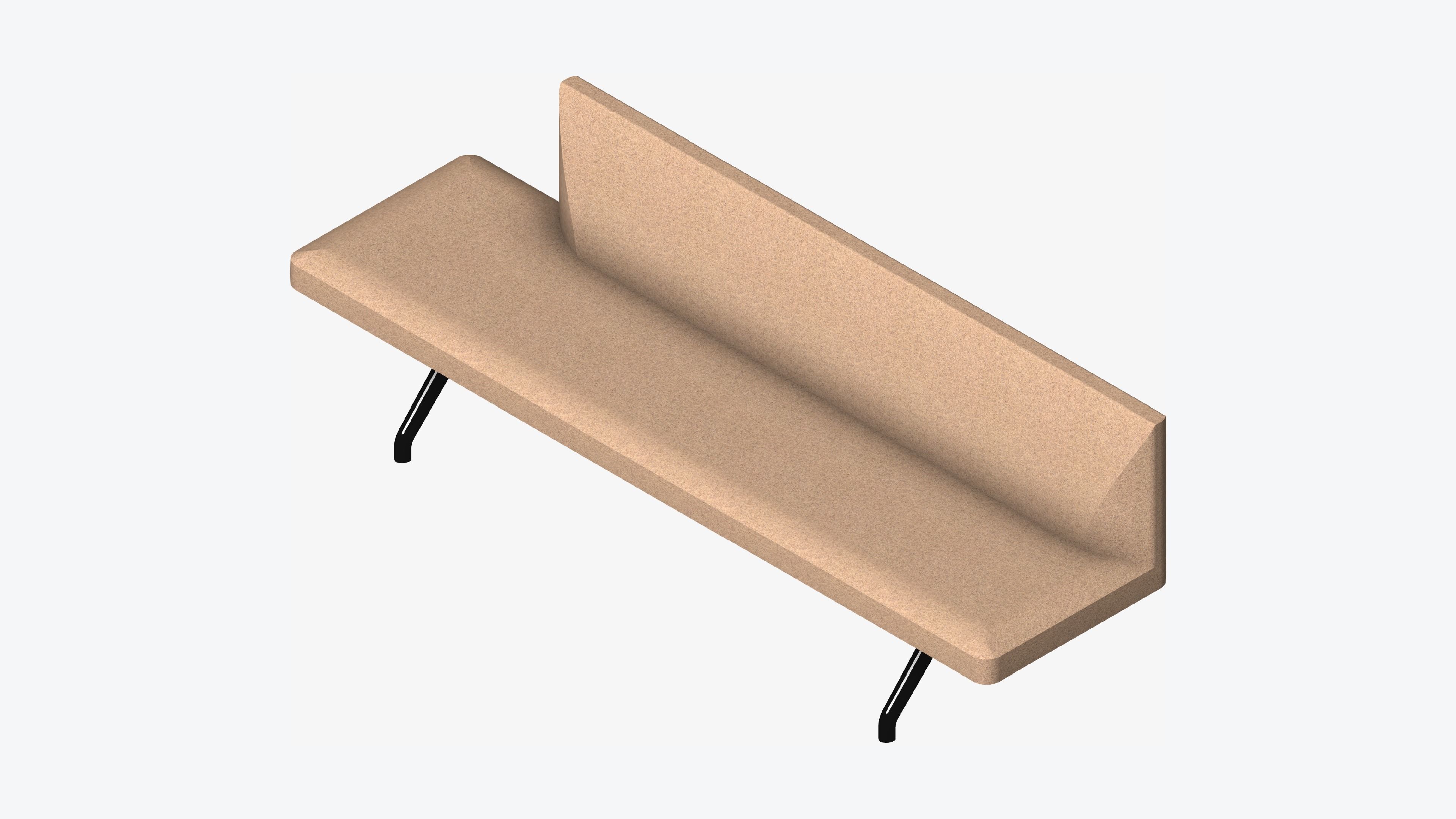 Seat - Bench - Worksmart - Backrest Low Open End Low-poly 3D model_6