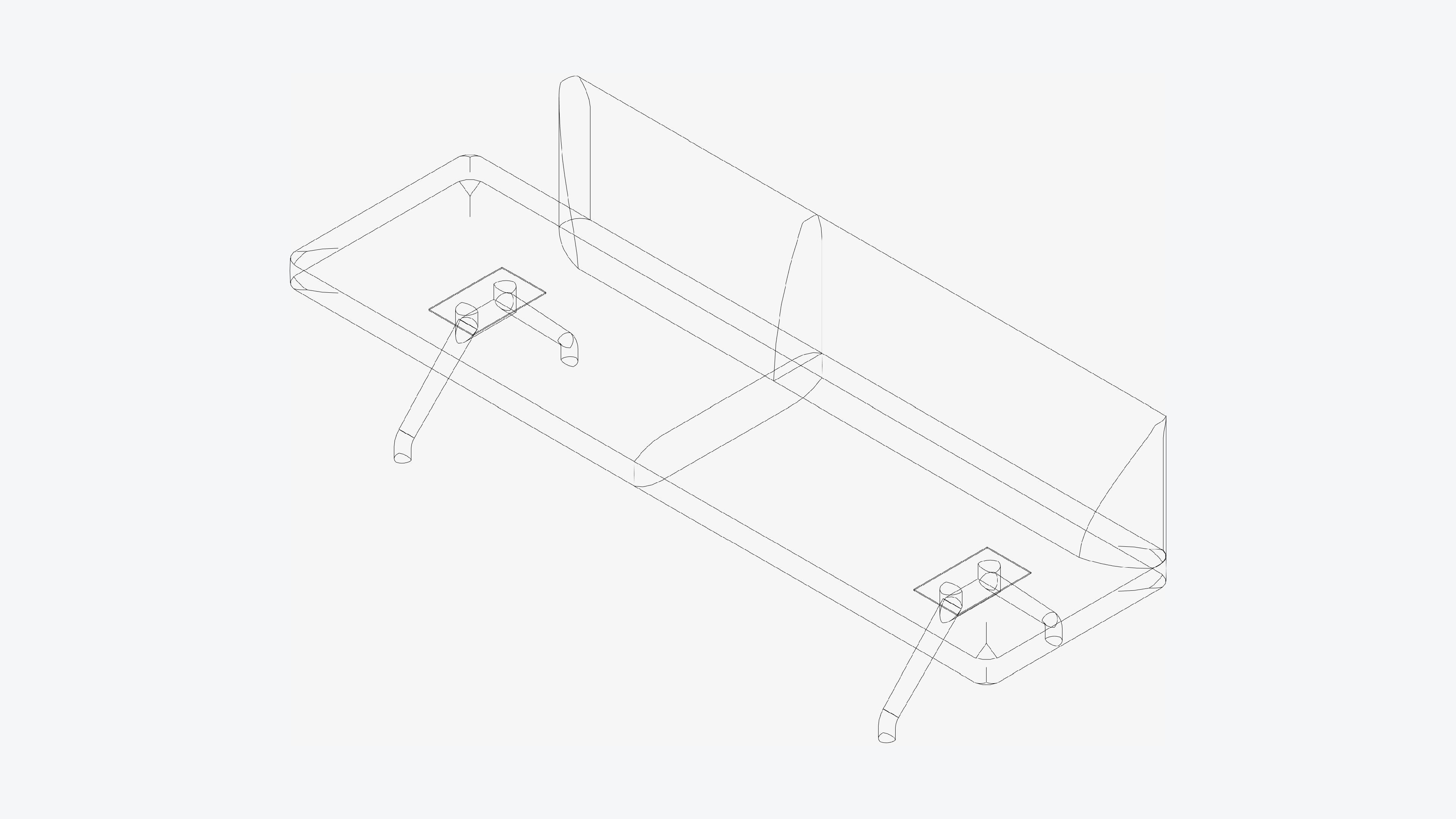 Seat - Bench - Worksmart - Backrest Low Open End Low-poly 3D model_3