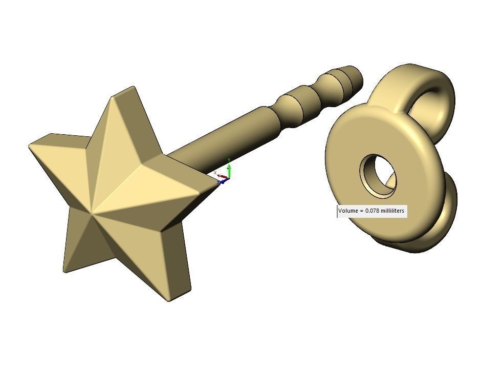 Faceted star stud earring 3D print model_8