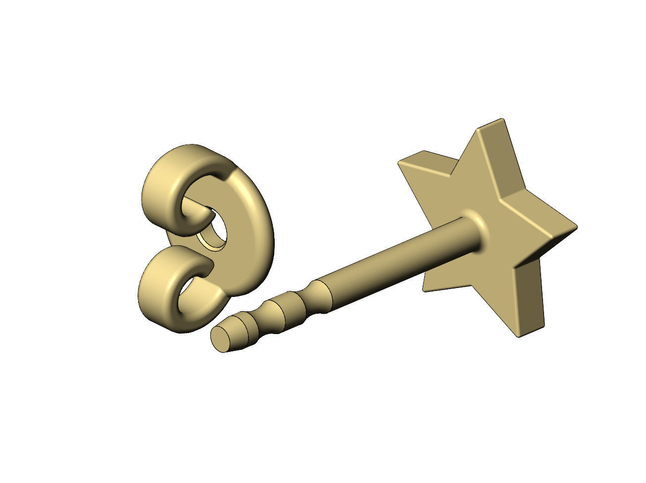 Faceted star stud earring 3D print model_6