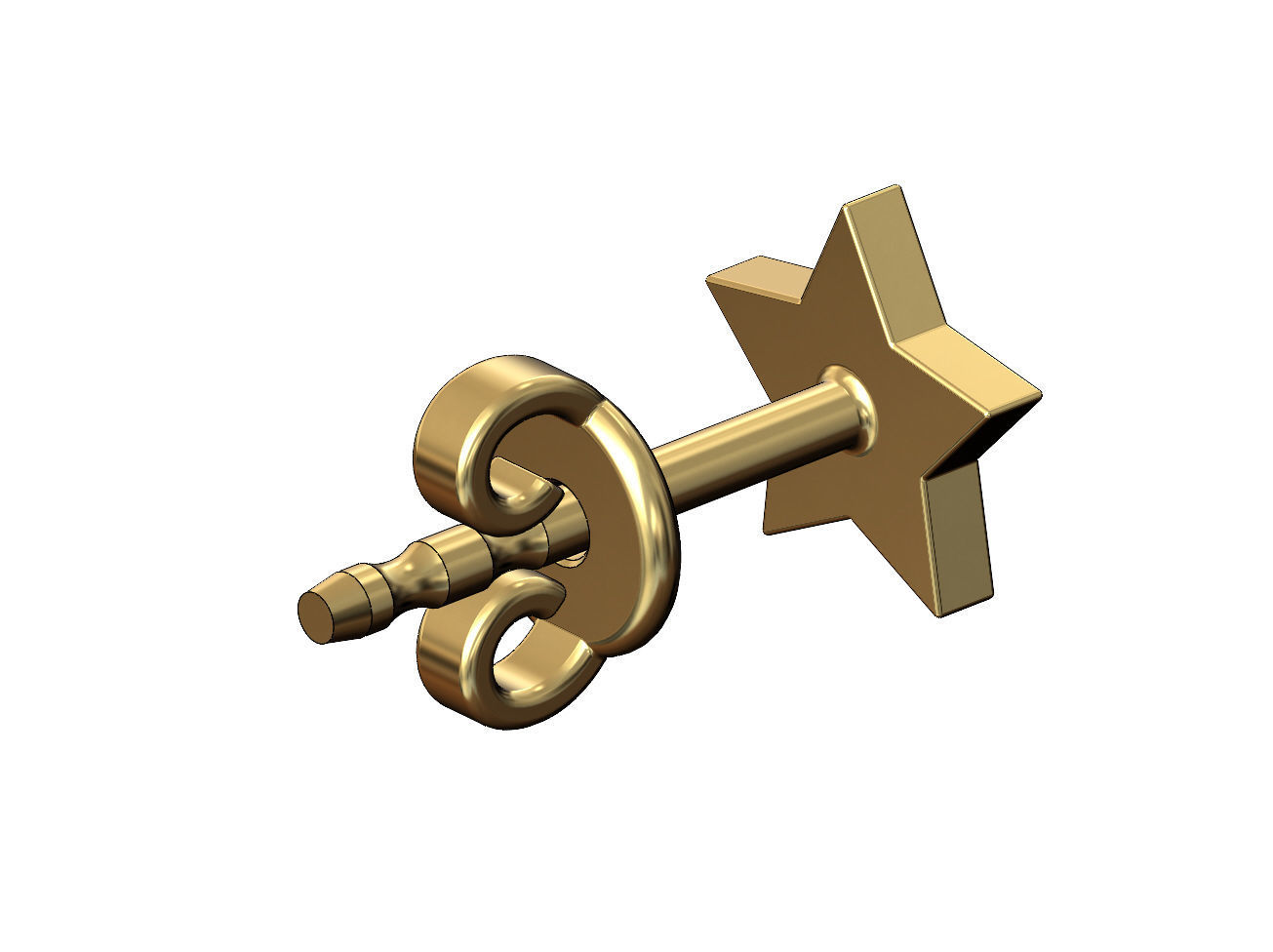 Faceted star stud earring 3D print model_2