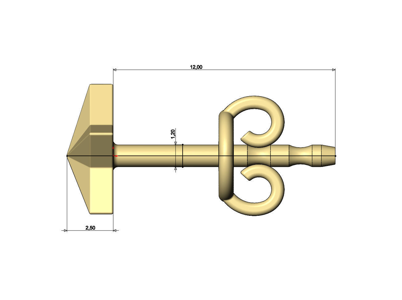 Faceted star stud earring 3D print model_4
