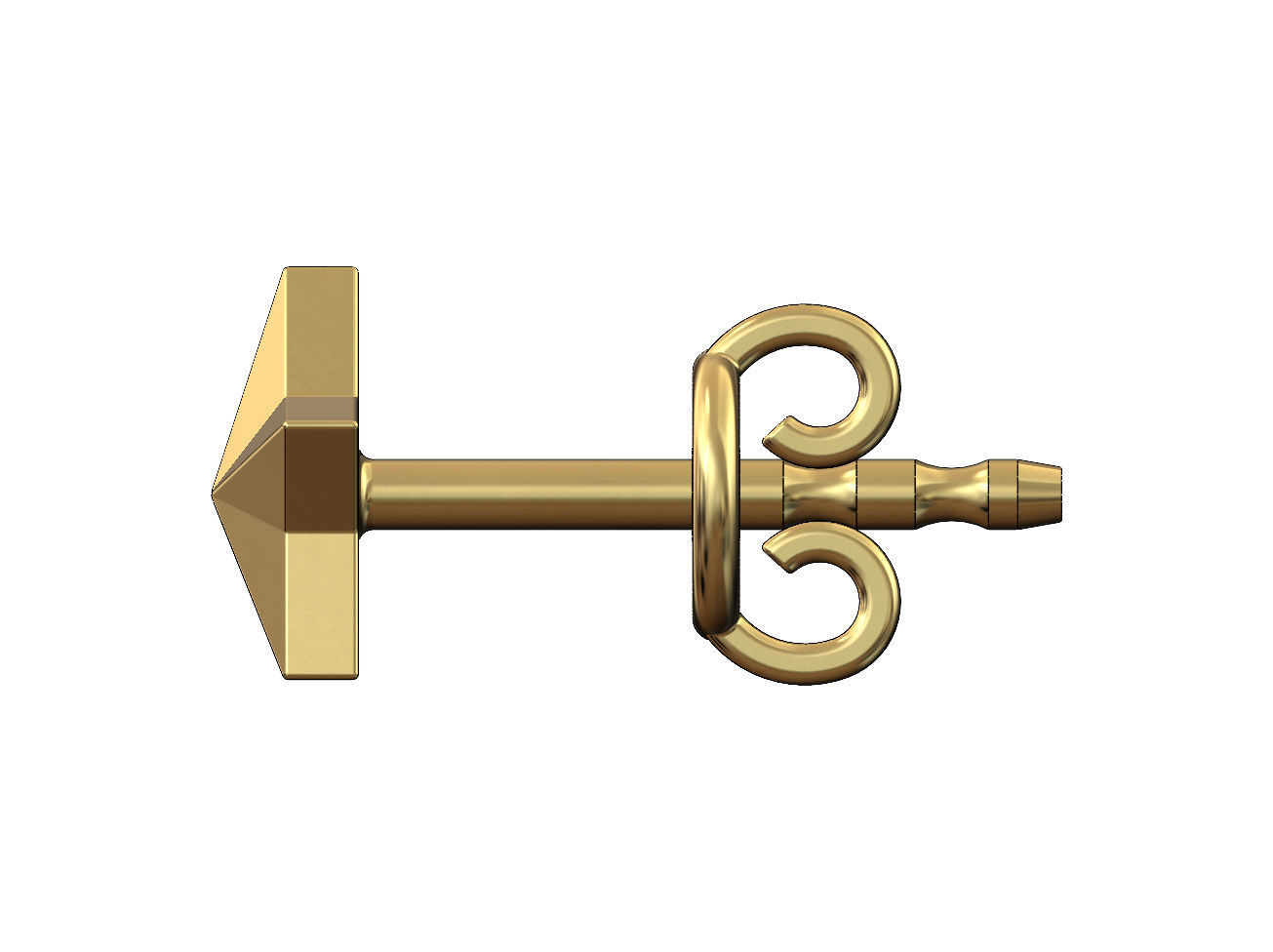 Faceted star stud earring 3D print model_1