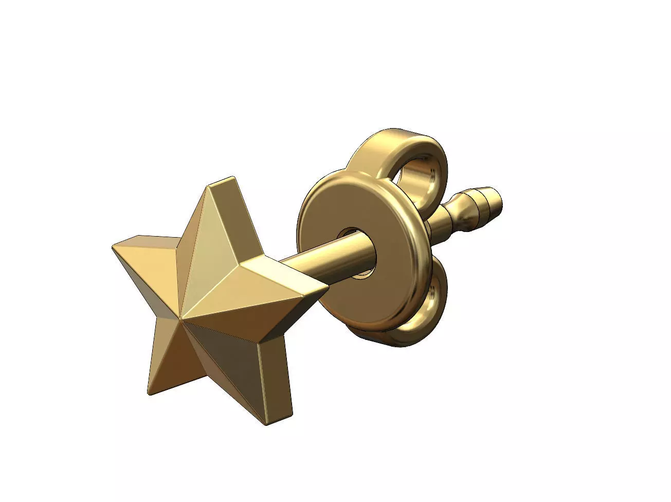 Faceted star stud earring 3D print model_0