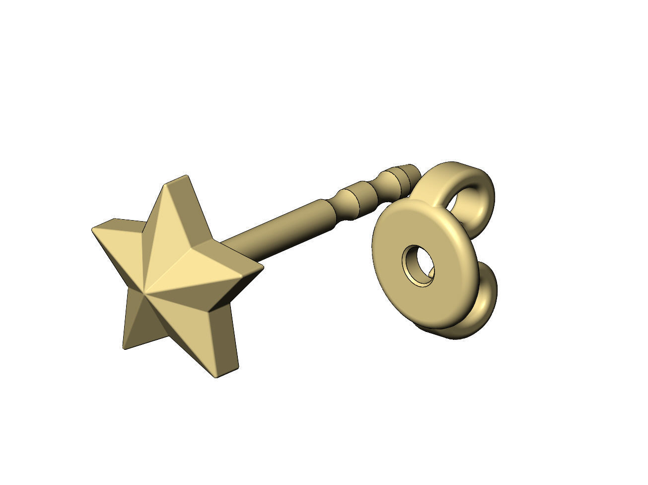 Faceted star stud earring 3D print model_3