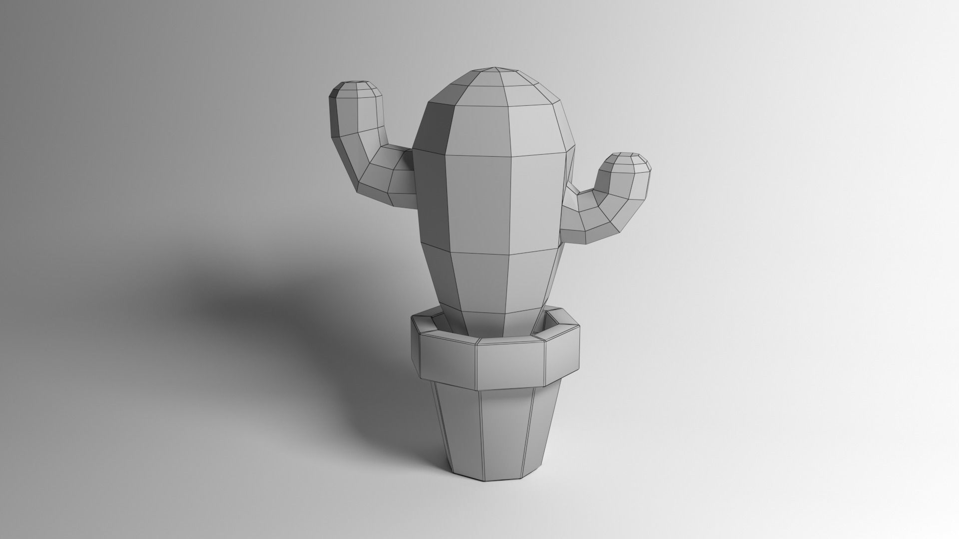 cactus in pot Free low-poly 3D model_1