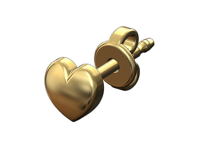 Simple heart stud earring 3D print model