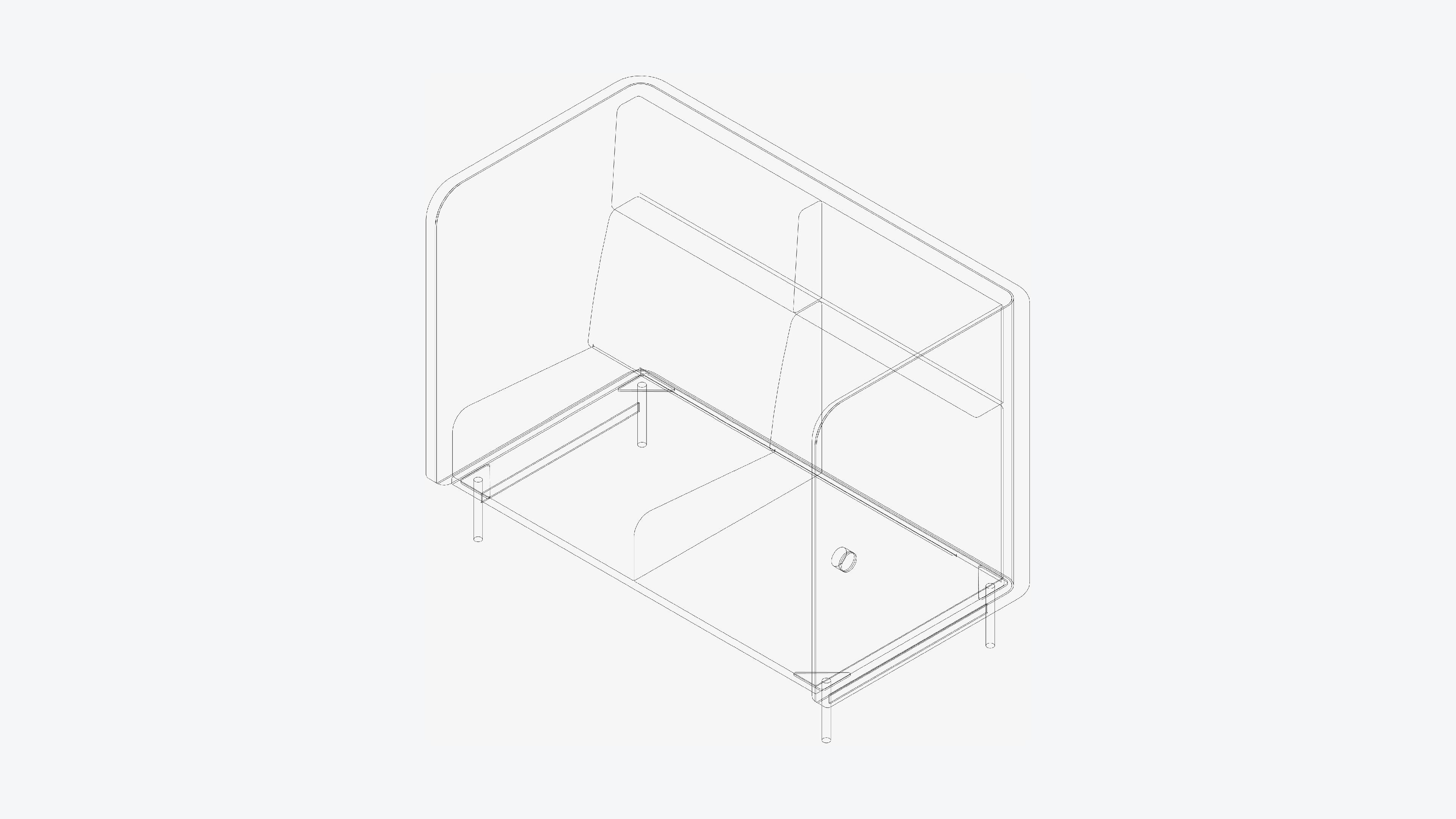 Seat - Sofa - Simplicity Low-poly 3D model_3