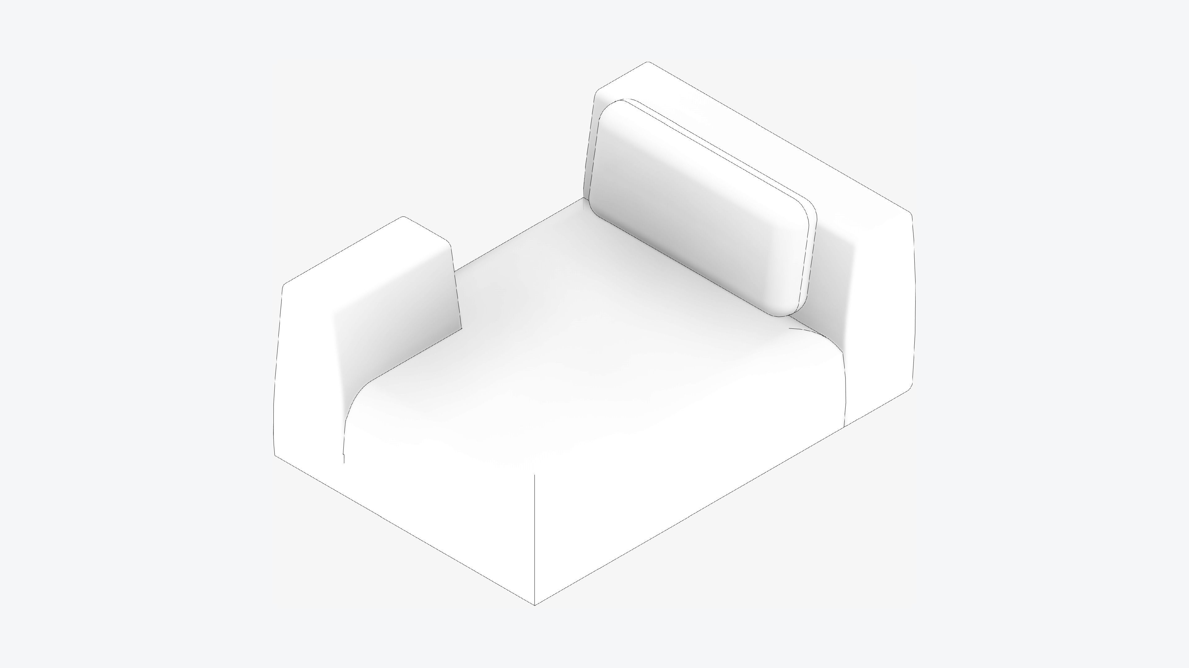 Seat - Sofa - Simplicity - Chaise - One Arm Low-poly 3D model_2