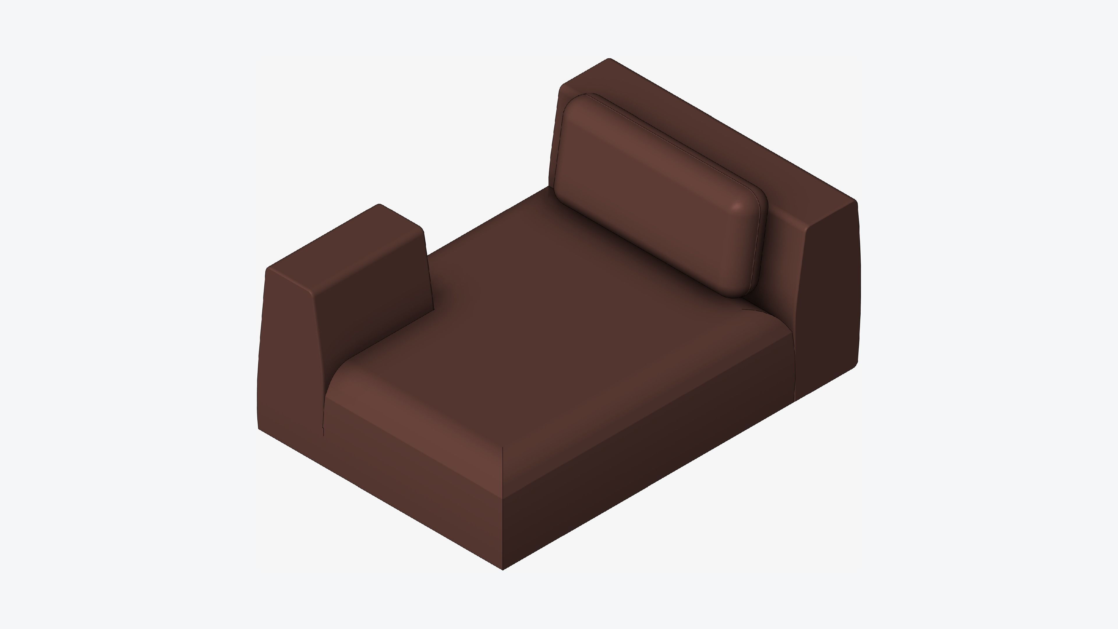 Seat - Sofa - Simplicity - Chaise - One Arm Low-poly 3D model_1
