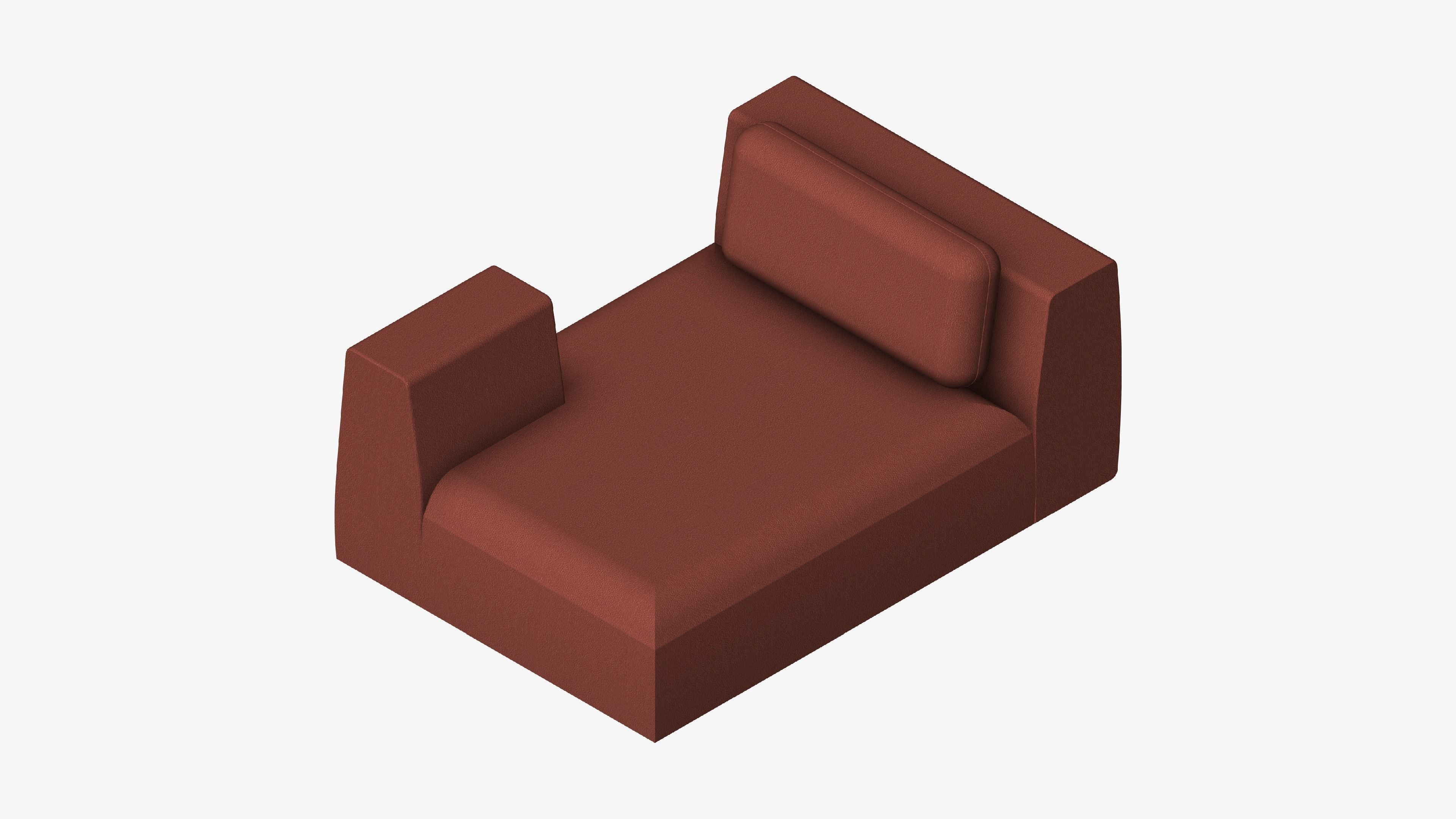 Seat - Sofa - Simplicity - Chaise - One Arm Low-poly 3D model_6