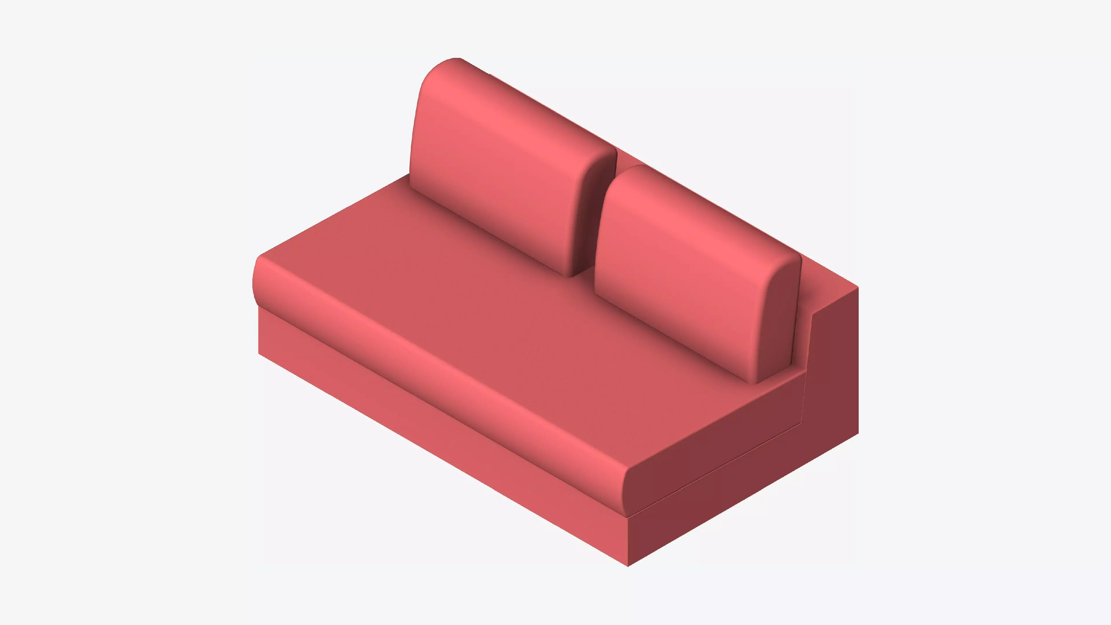 Seat - Sofa - Simplicity - Comfort - Double - No Arm Low-poly 3D model_0
