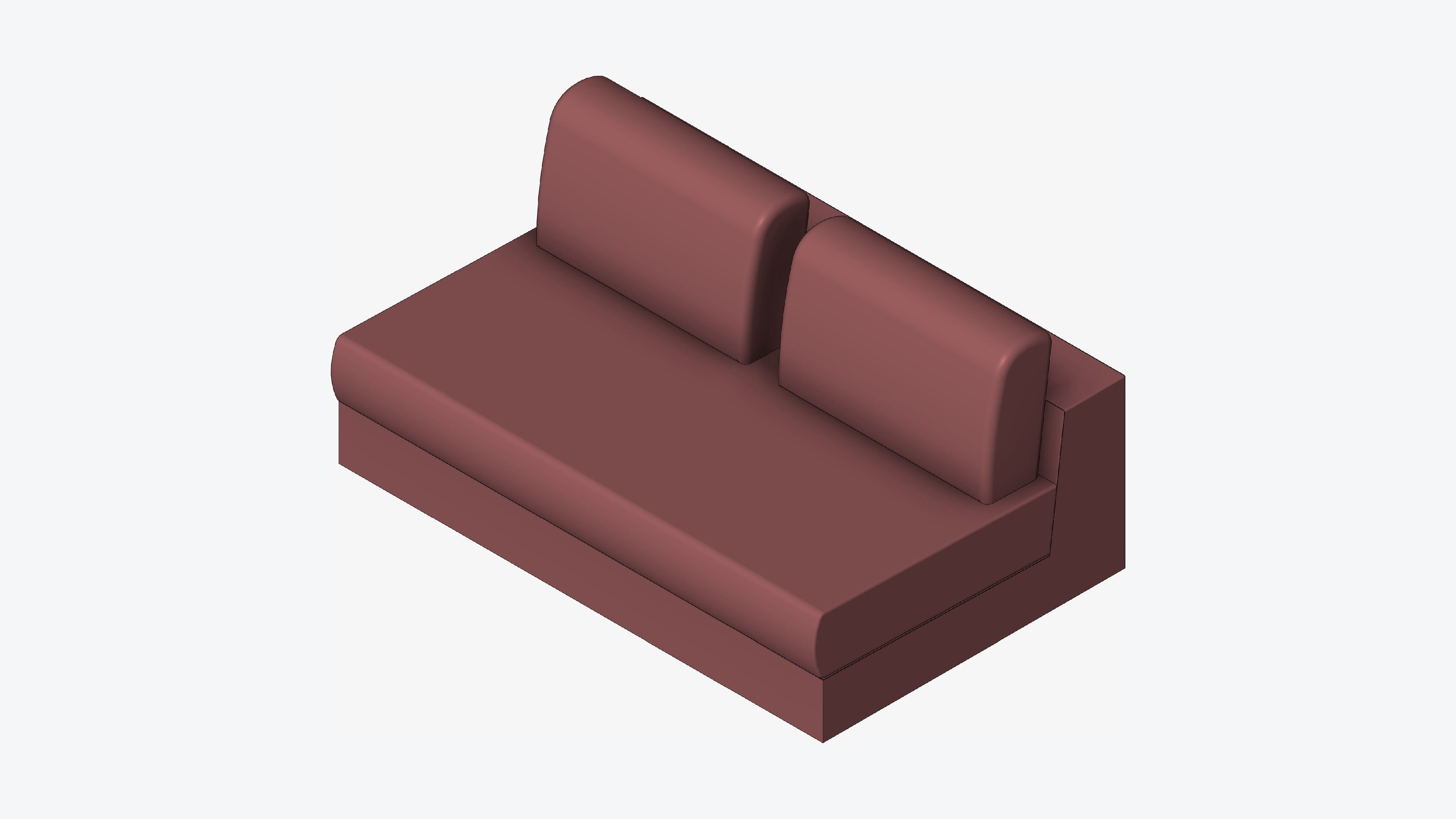 Seat - Sofa - Simplicity - Comfort - Double - No Arm Low-poly 3D model_1