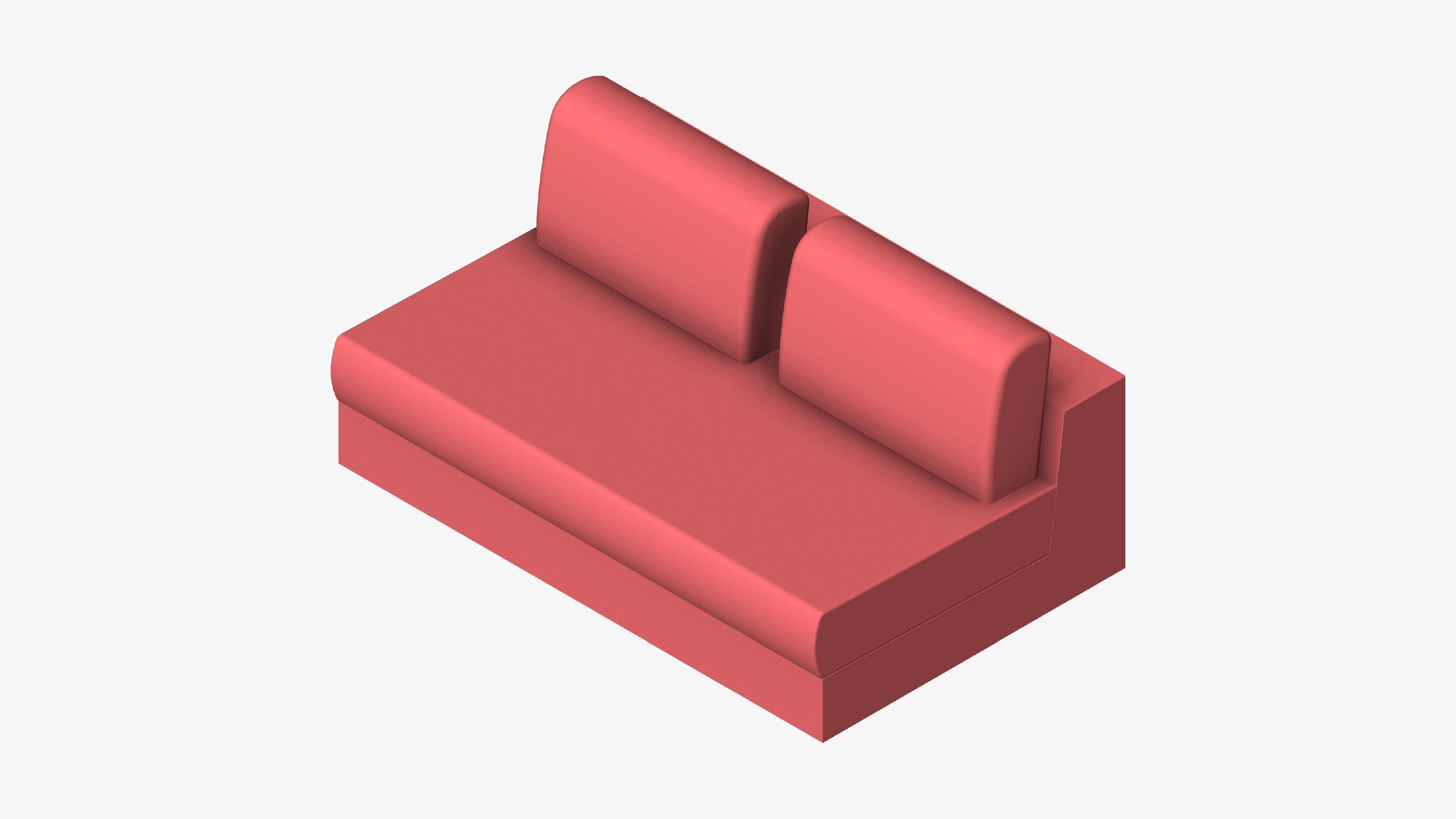 Seat - Sofa - Simplicity - Comfort - Double - No Arm Low-poly 3D model_6