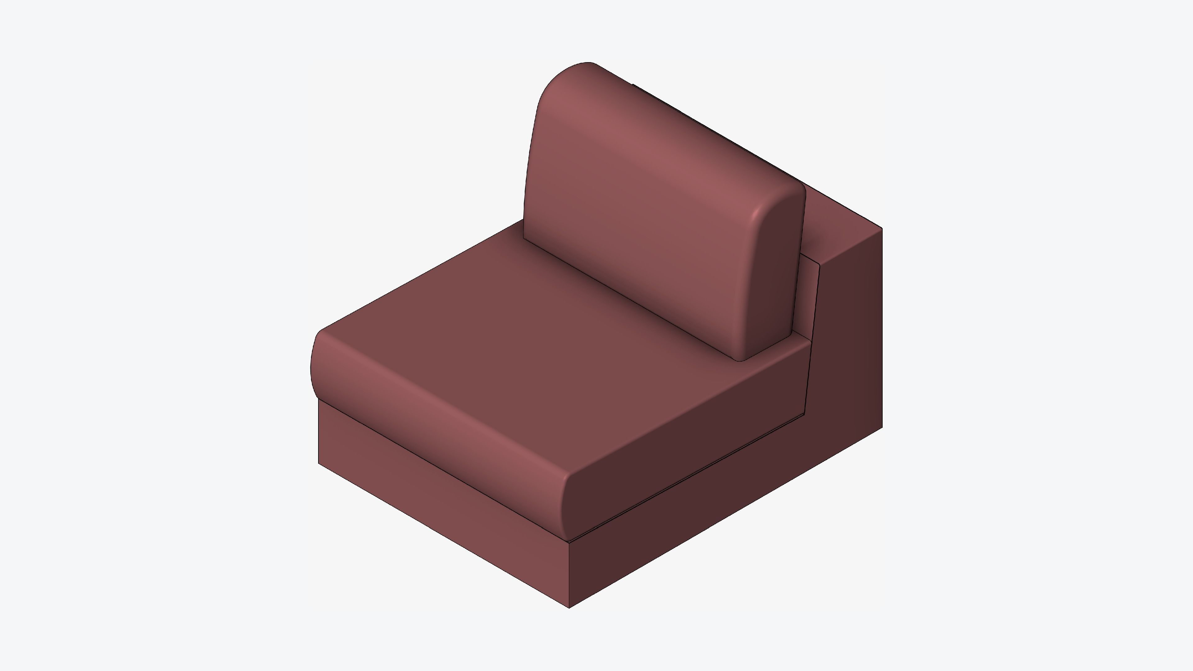 Seat - Sofa - Simplicity - Comfort - Single - No Arm Low-poly 3D model_1